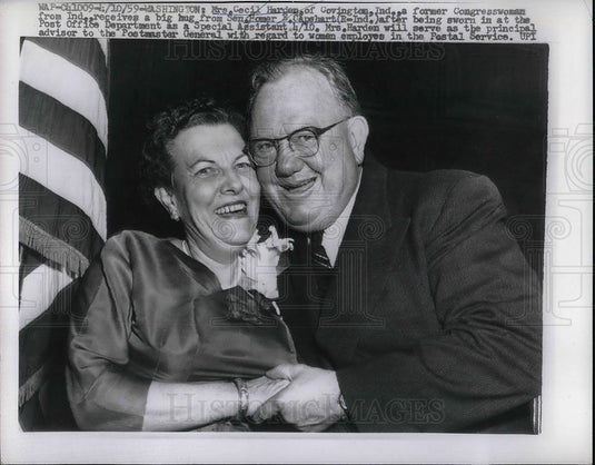 1959 Press Photo Mrs. Cecil Harden Of Covington Indiana Former Congresswoman - Historic Images