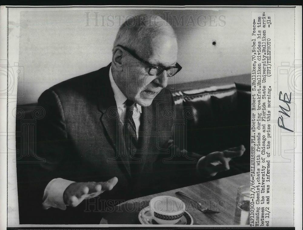 1966 Press Photo Nobel Prize for chemistry, Prof Robert Mulliken - Historic Images