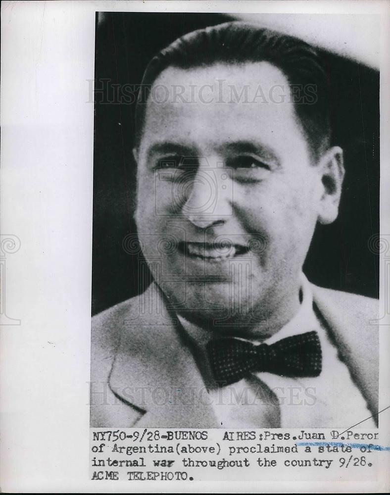 1951 Press Photo Juan D. Peron of Argentina - Historic Images
