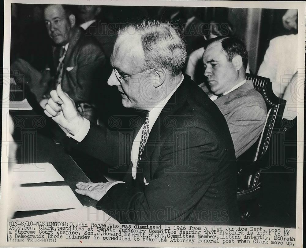 Press Photo John Rogge Testifies at Senate Committee Hearing, Sen. H. McGrath - Historic Images