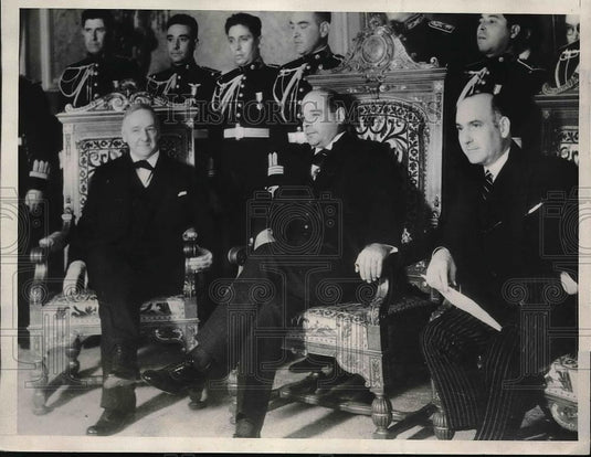 1933 Press Photo Josephus DSaniels, US Amb to Mexico & Pres. Rodrigues, Dr Puig - Historic Images