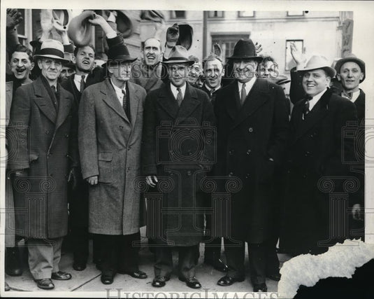 1936 Press Photo Union Reps at Akron, Ohio Wilmer,Hapgood,Germer,Rick - Historic Images