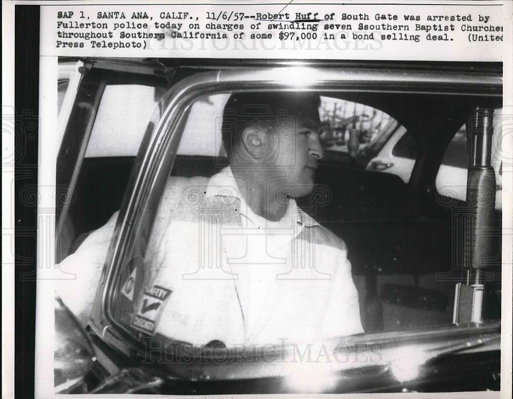 1957 Press Photo Robert Huff after his arrest - Historic Images