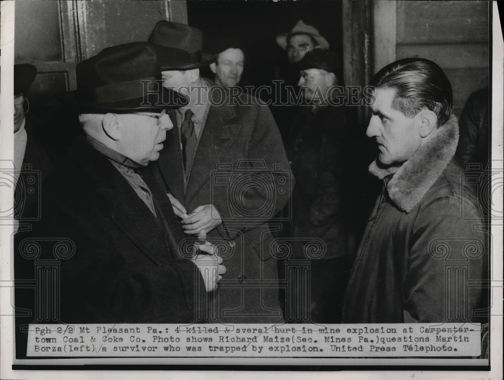 1952 Press Photo Mt Pleasant, Pa Coal &amp; Coke mine, Richard Maize, MBorza - Historic Images