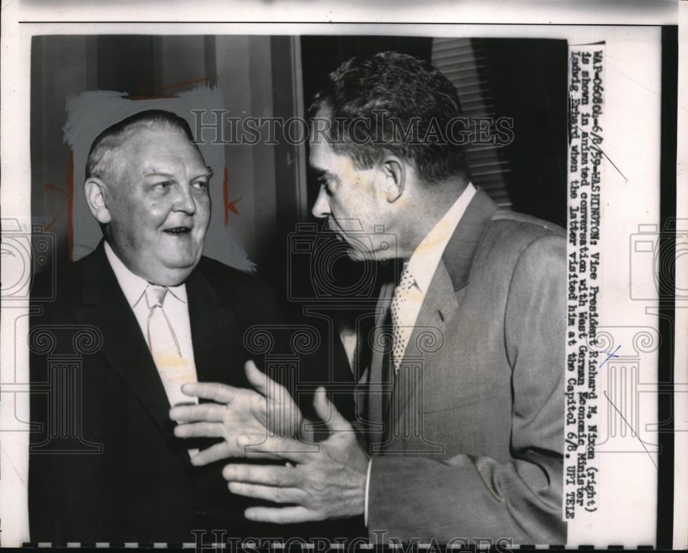 1959 Press Photo Vice President Richard Nixon Talks With West German - neb48967 - Historic Images
