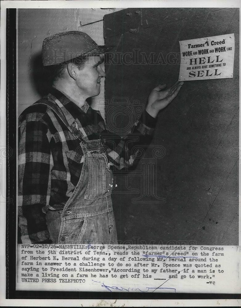 1956 Press Photo Republican Congressional Candidate George Spence - Historic Images