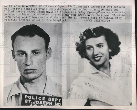 1950 Press Photo Ex-Convict Clarence Speer Killed Caryl Johnson in Missouri - Historic Images