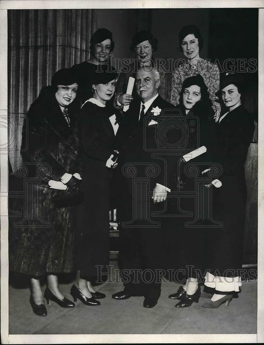 1933 Press Photo Pauline Epstein,Fredrika Mouten,Margaret Weilz & Gov. Rolph - Historic Images