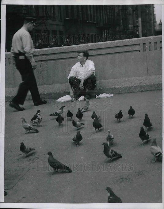 1953 Press Photo Pigeons and police - Historic Images