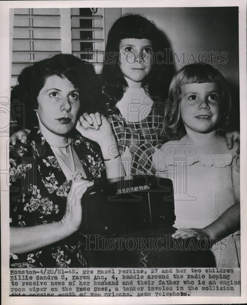 1951 Press Photo Houston, Tx Mrs Hazel Perkins &amp; kids - Historic Images