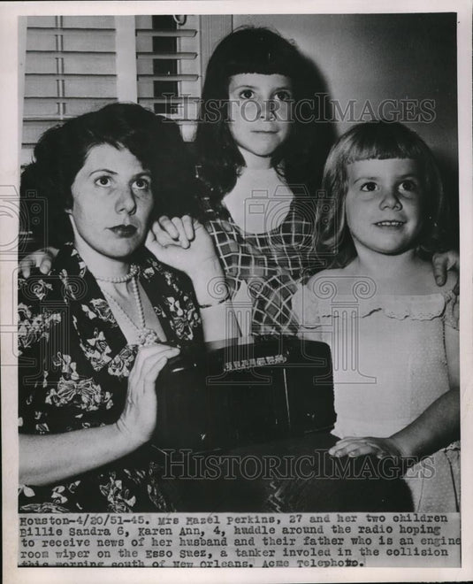 1951 Press Photo Houston, Tx Mrs Hazel Perkins & kids - Historic Images
