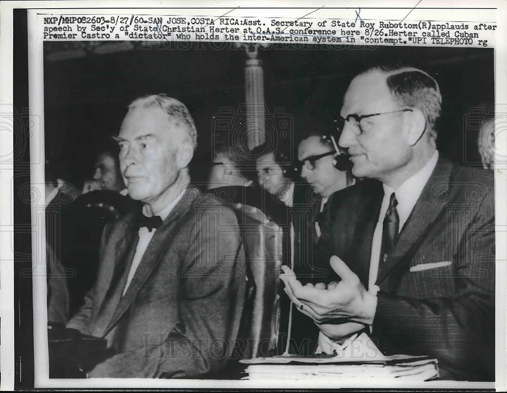 1960 Press Photo Asst. Secretary Of State Roy Rubottom &amp; Christian Herter - Historic Images