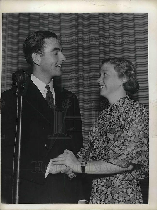 1936 Press Photo Douglas Bryan & Jean Brady at CalifIntl Expo oration - Historic Images