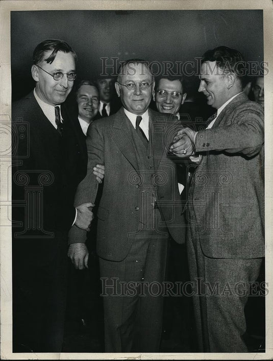 1986 Press Photo Dremocrats John Mudri Clarence Young & C Reed in Council room - Historic Images
