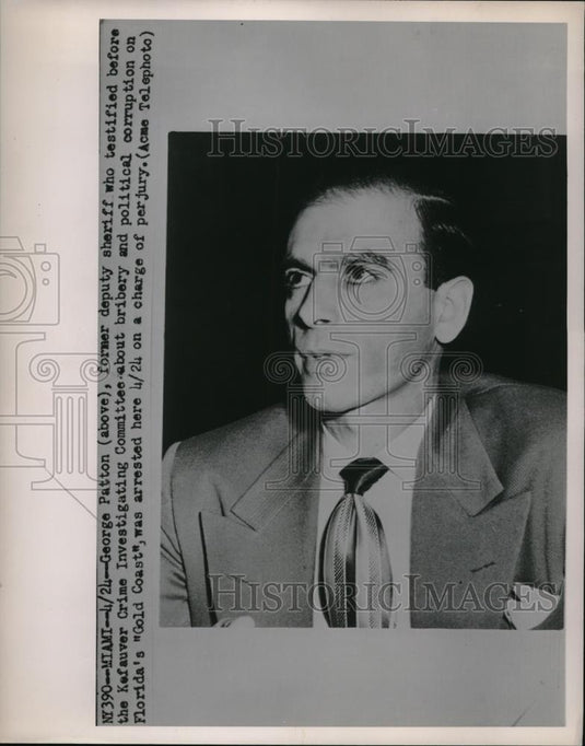 1951 Press Photo Miami, Fla. George Patton, ex deputy sheriff, perjury charge - Historic Images