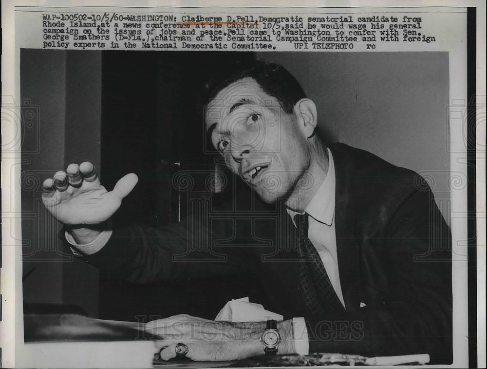 1960 Press Photo Claiborne D. Pell Democratic Senator Rhode Island - Historic Images