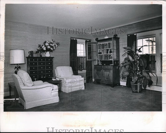 1964 Press Photo Interior view of a modern living room - neb48547 - Historic Images