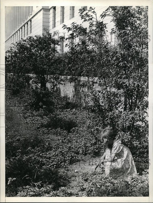 1938 Press Photo Margaret herbert in gardens at USDA bldg in Wash.D.C. - Historic Images