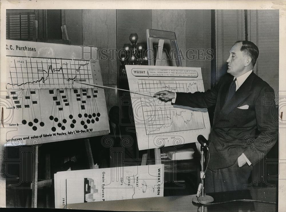 1948 Press Photo Edwin W. Pauley Testifying Before The Senate Subcommittee - Historic Images