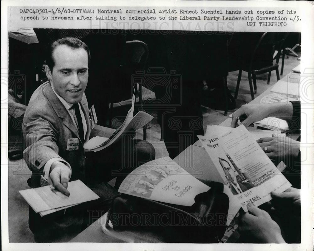 1968 Press Photo Montreal artist ErnestZuendel in Ottawa at political convention - Historic Images