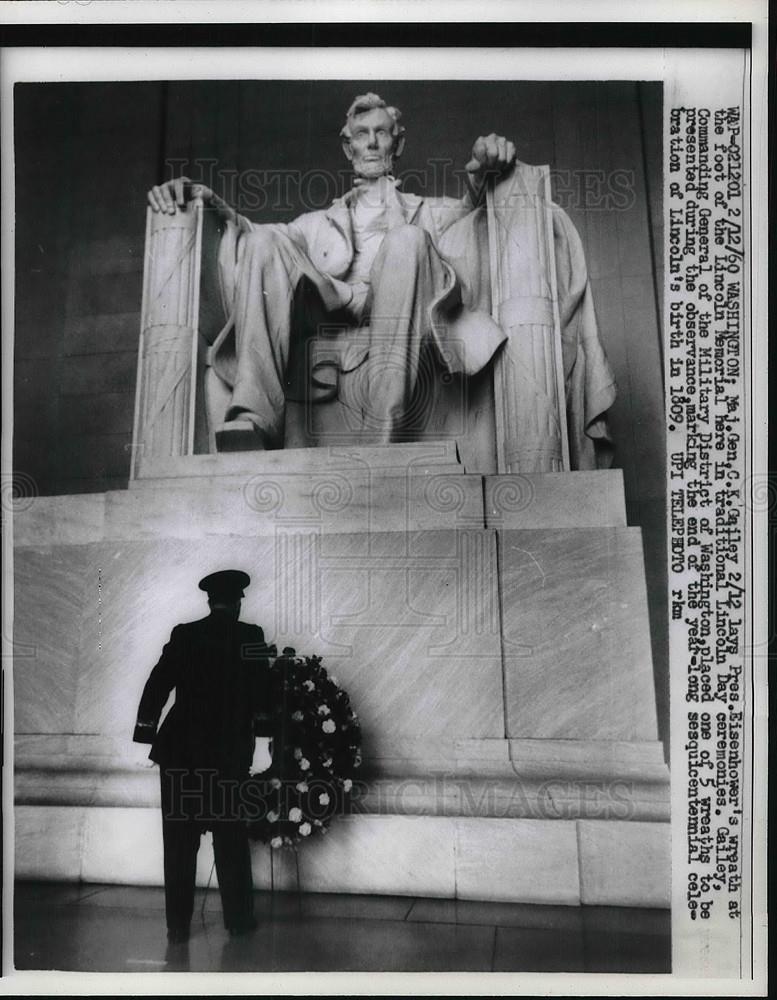 1960 Press Photo Maj. Gen. C.K Gailey Lincoln Memorial - neb13074 - Historic Images