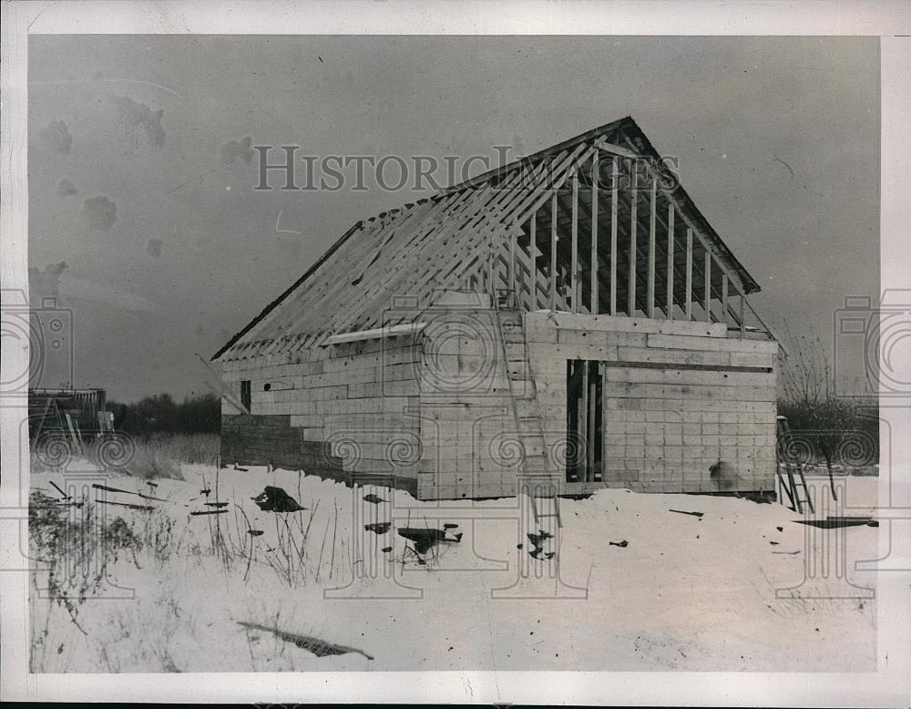 1937 Press Photo House being built by Mrs Jennie Lynch for her family - Historic Images