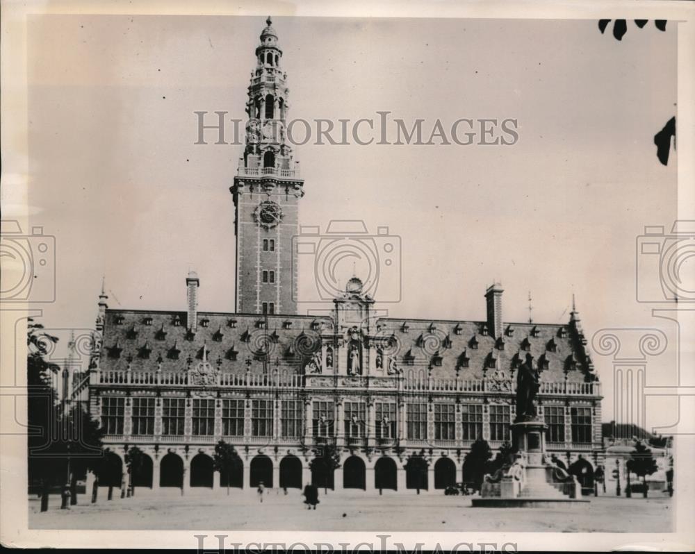 1940 Press Photo View of Principal Facade of New University Library in Louvain - Historic Images