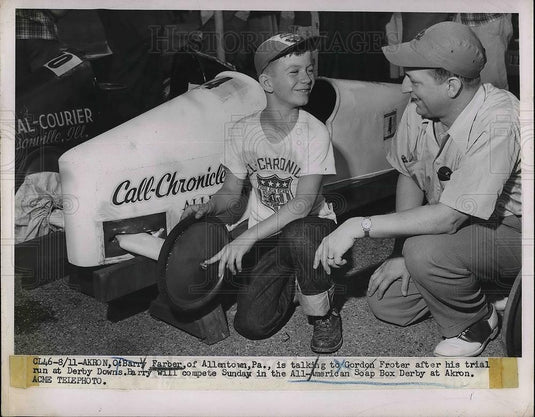 1951 Press Photo Akron, Ohio Barry Farber,Gordon Foster All Amer Soap Box Derby - Historic Images