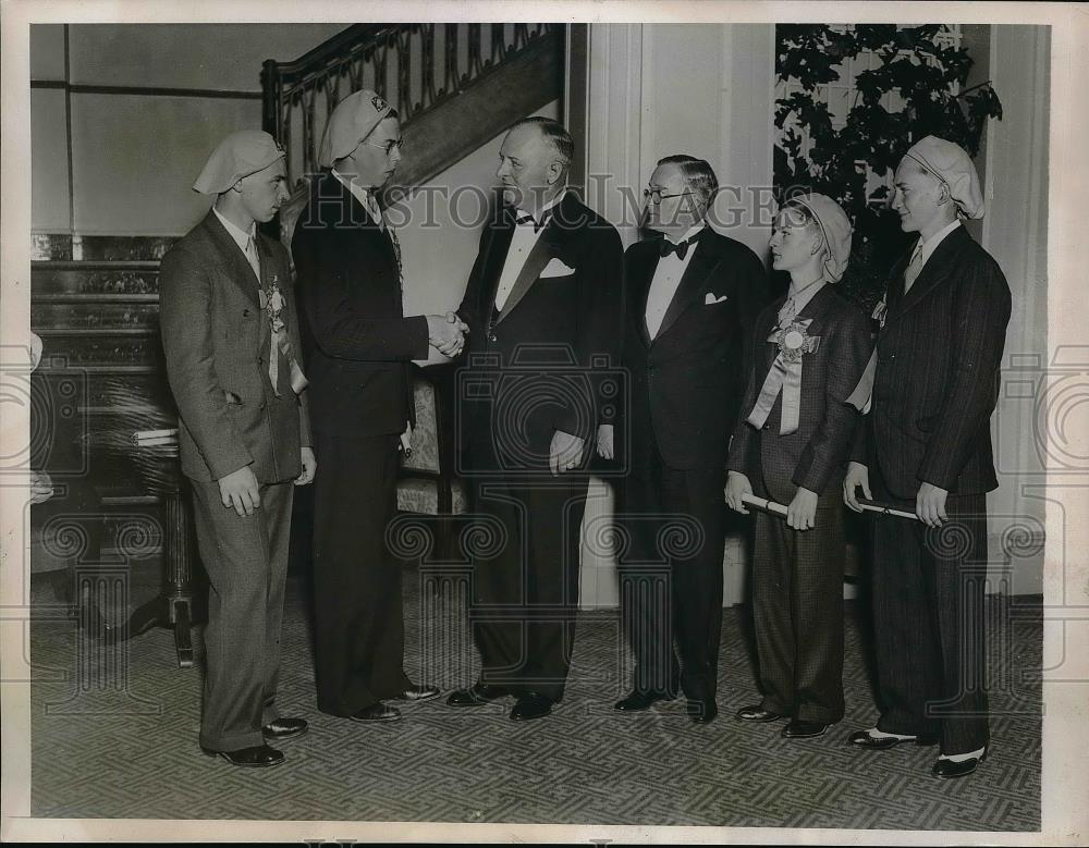 1935 Press Photo Univ scholarships,K Jensen,R Hinson,WA Fisher,R Grant,J Imbody - Historic Images