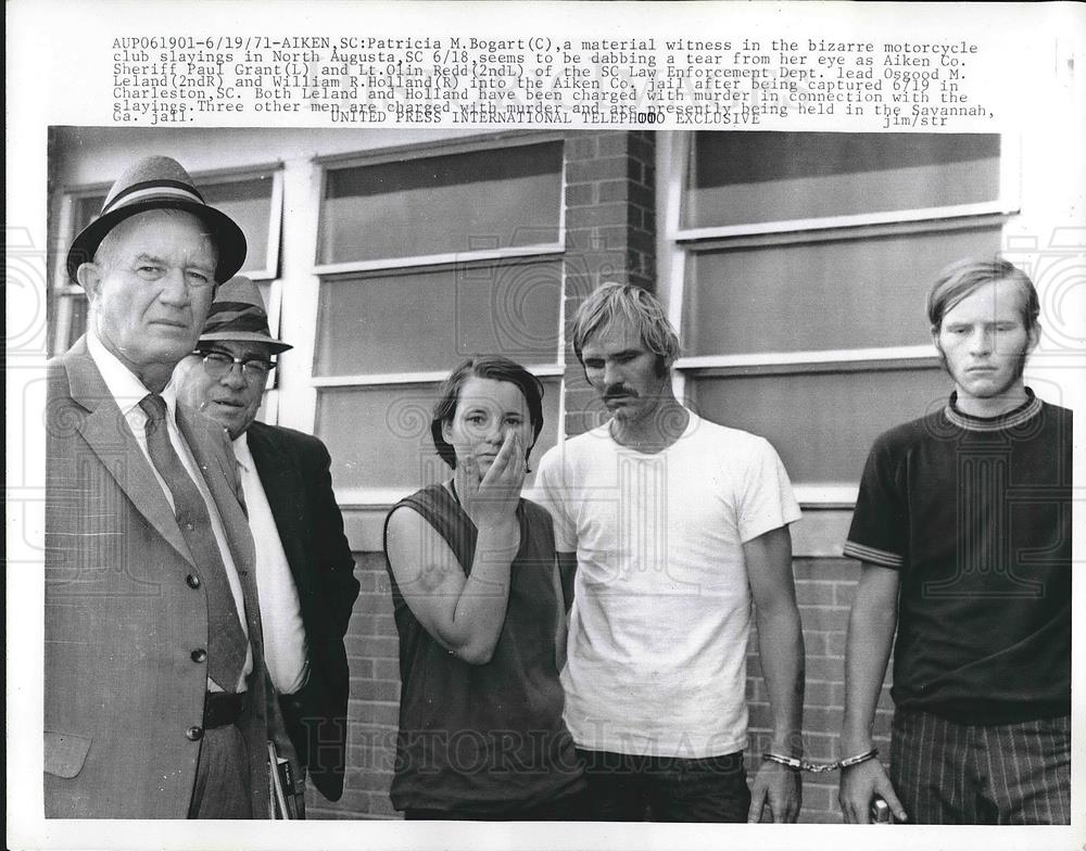 1971 Press Photo Patricia Bogart, Paul Grant, Lt. Olin Redd, Osgood to Jail - Historic Images