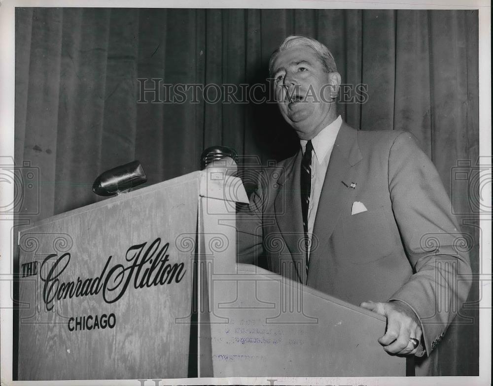 1952 Press Photo General Albert Wedemeyer Taft Backer Speaks At Press Conference - Historic Images