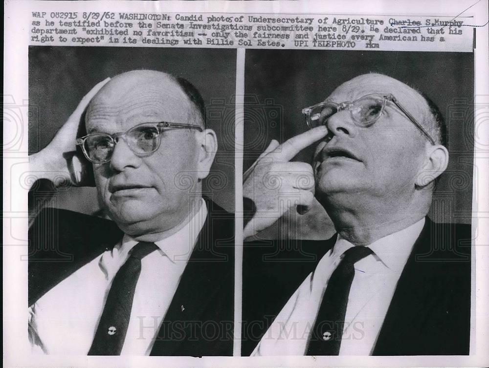 1962 Press Photo Undersecretary of Agriculture Charles Murphy at Estes hearing - Historic Images