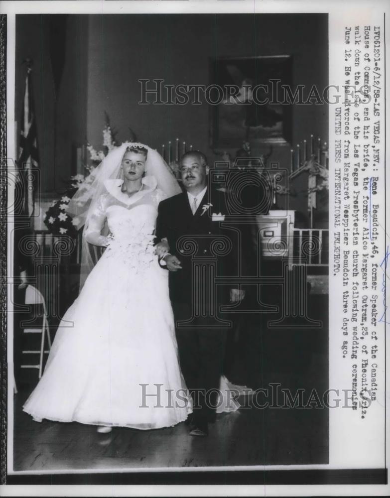 1958 Press Photo Rene Beaudoin ALice Outram - neb52244 - Historic Images