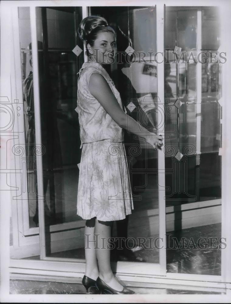 1966 Press Photo Kathy Docek Views Wood Paneling Options - neb51847 - Historic Images