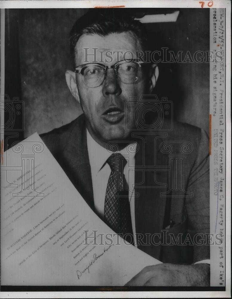 1957 Press Photo Presidential Press Sec James C Hagerty - Historic Images