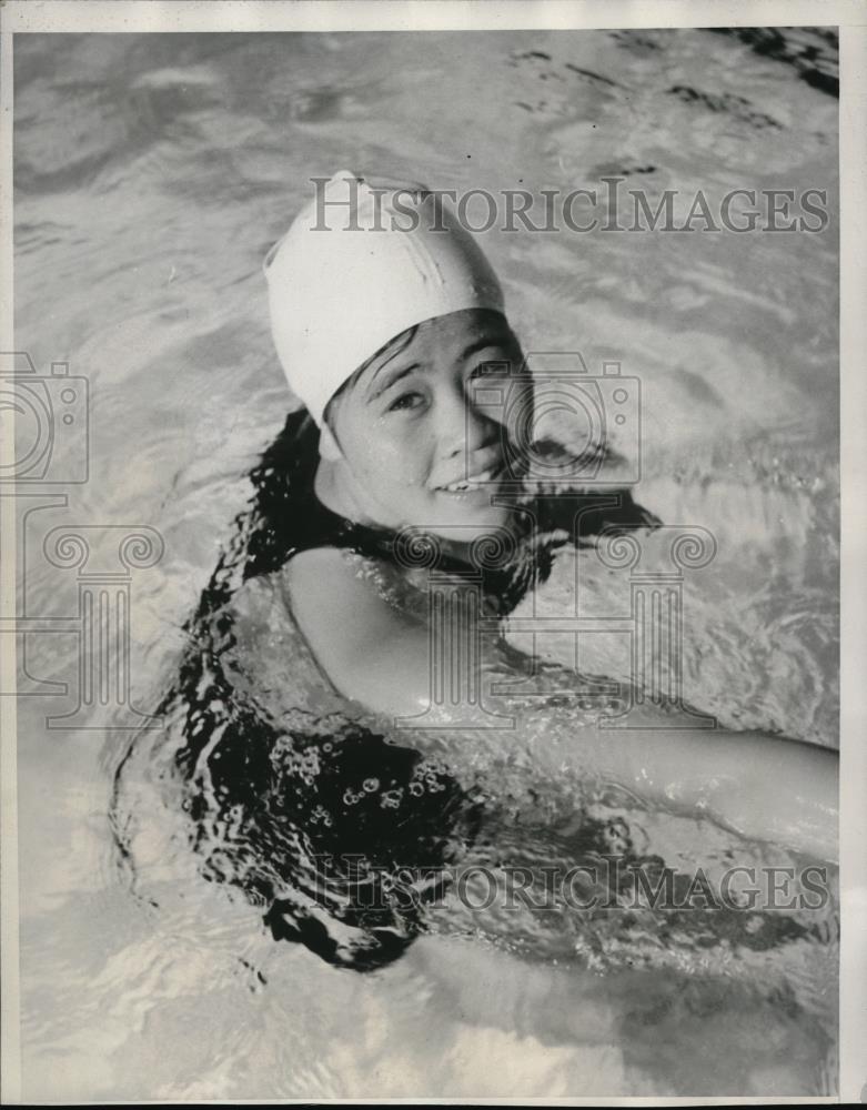 1932 Press Photo Hatsuka Morioka, Japanese swim team member, at Olympics - Historic Images