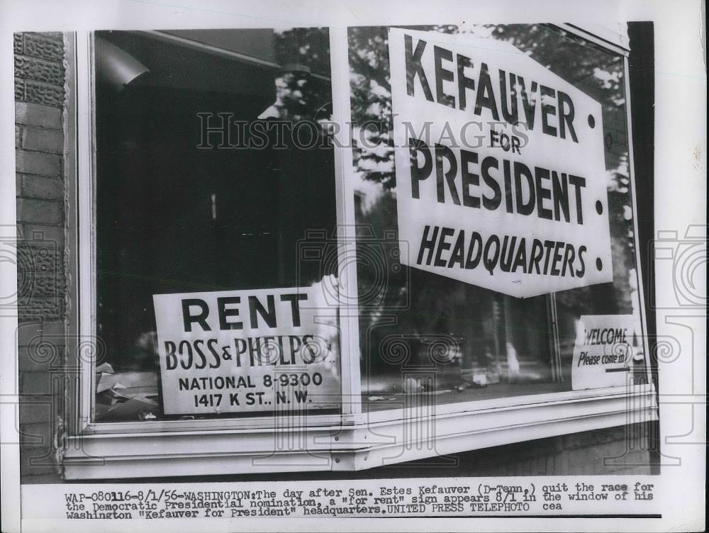 1956 Press Photo Wash.D.C. Democratic Kefauver Pres campaign posters - Historic Images