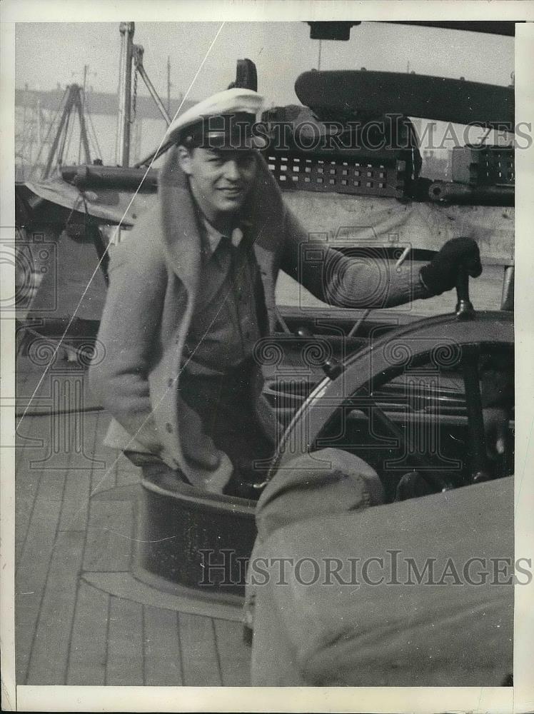 1934 Press Photo Hubert Kuechenmeister Swept Overboard Yacht Uvira Atlantic Gale - Historic Images