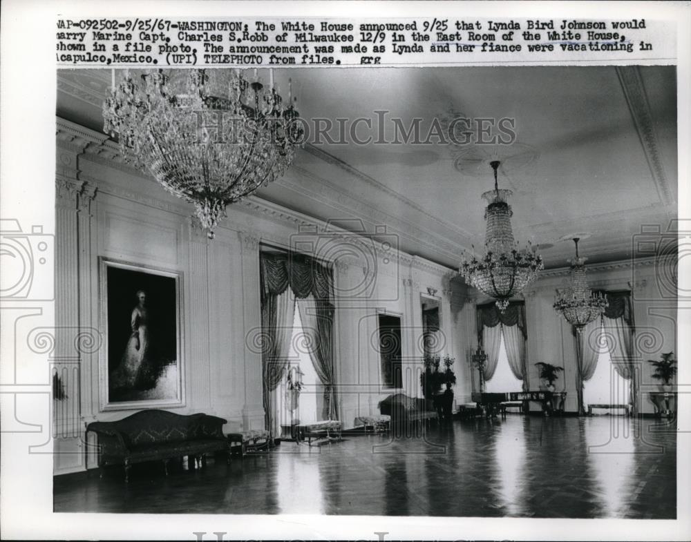 1967 Press Photo Lynda Bird Johnson to marry in the East Room of the White House - Historic Images