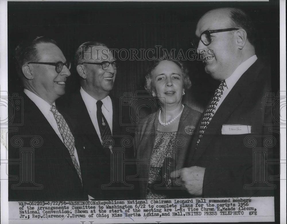 1956 Press Photo D.C. Natl GOP chairman Leonard Hall,HM Alcorn,Rep C Brown - Historic Images