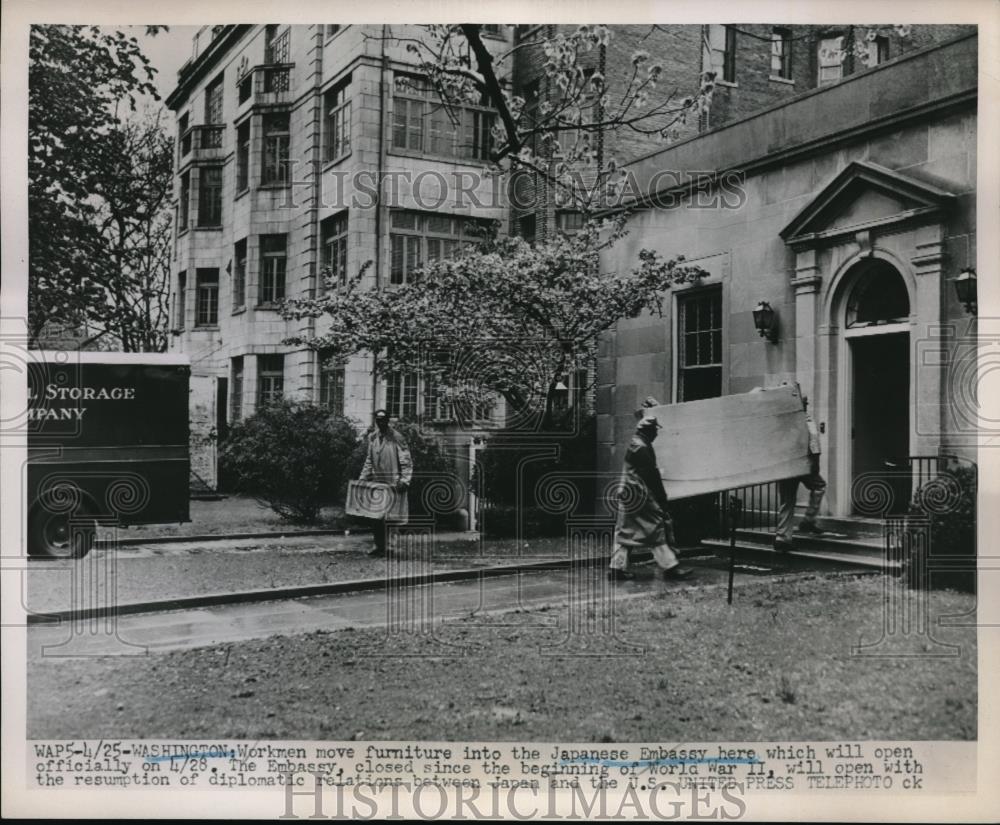 1952 Press Photo Wash.D.C. furniture moved into Japanese Embassy - neb50135 - Historic Images