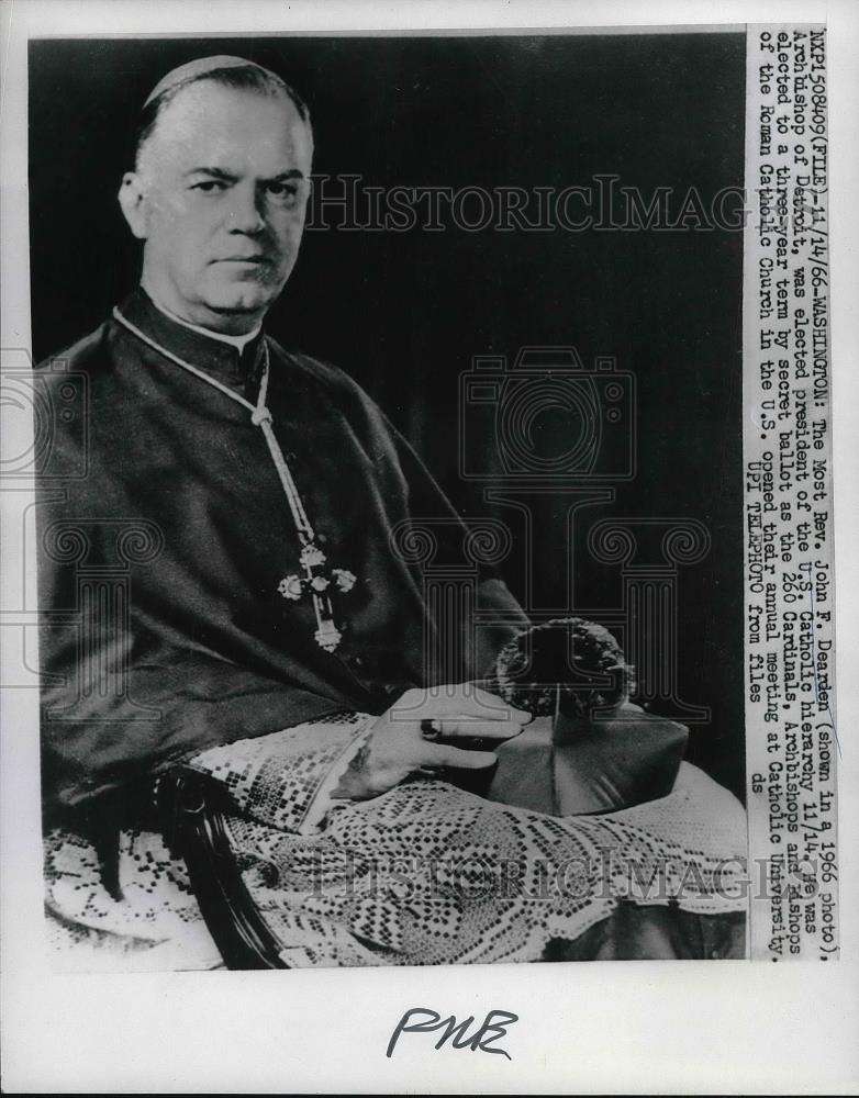 1966 Press Photo The Most Rev John F, Dearden in Wash. D.C. - Historic Images