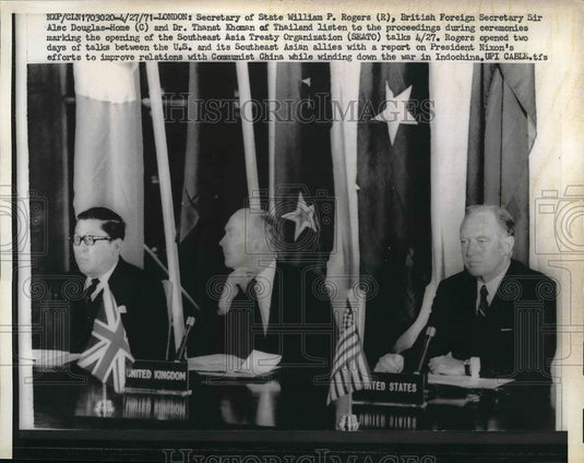 1971 Press Photo William P. Rogers, Sir Alec Douglas-Home, Dr. Thanat Khoman - Historic Images