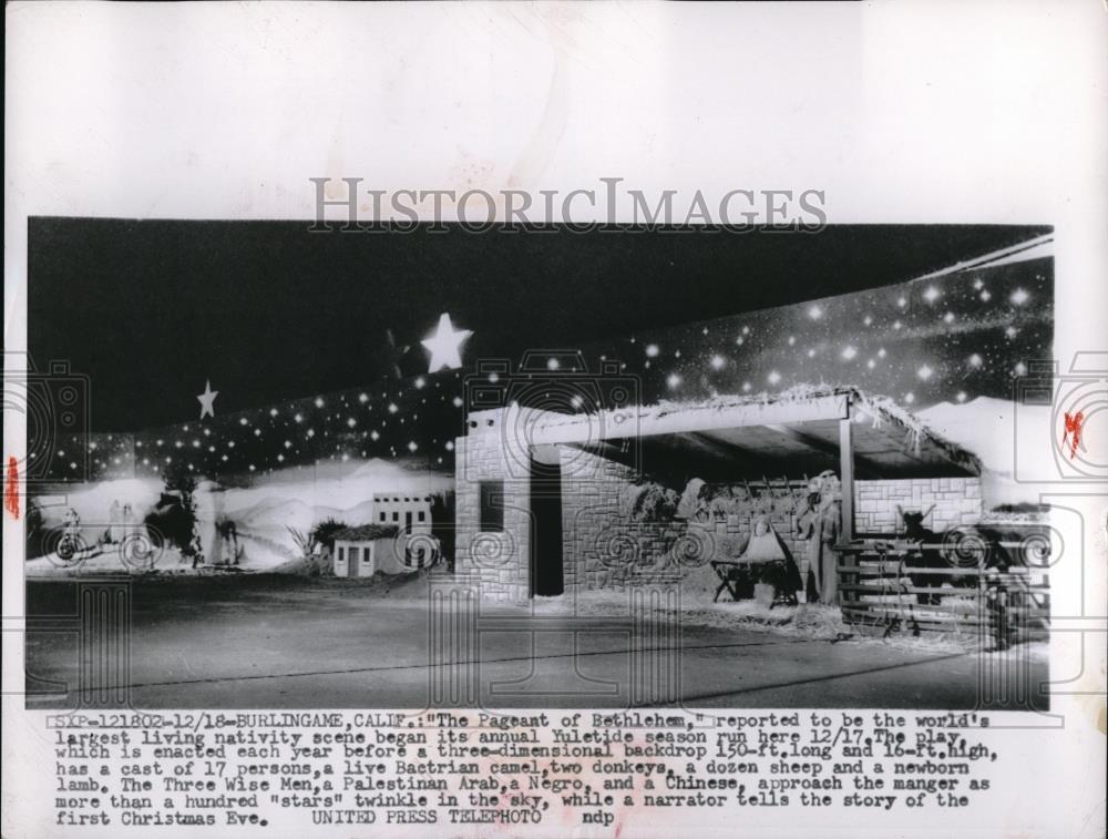 1955 Press Photo of Pageant of Bethlehem in Burlingame, CA - neb50333 - Historic Images