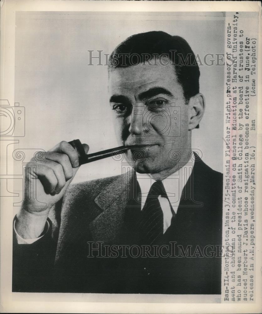 1949 Press Photo Benjamin Fletcher Wright, of Harvard Univ. - neb50732 - Historic Images