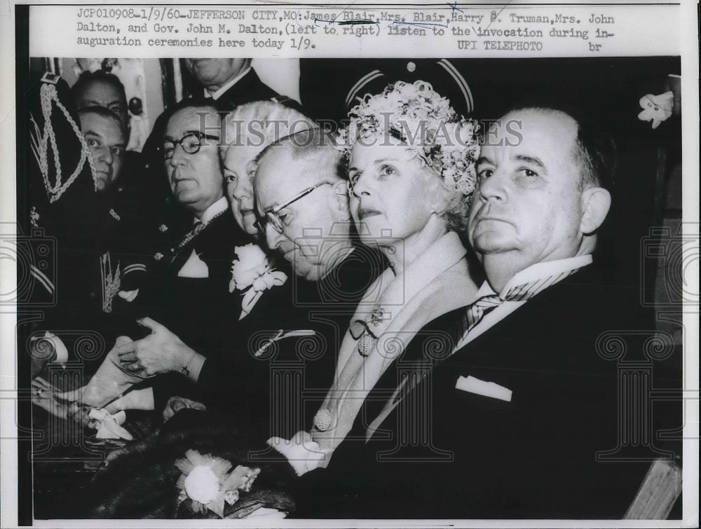 1960 Press Photo J Blair &amp; wife , Harry Truman &amp; wife, J Dalton, inauguration - Historic Images