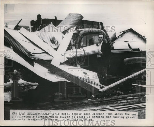 1949 Press Photo England, Ark, Damages to vehicles from a tornado - neb51513 - Historic Images