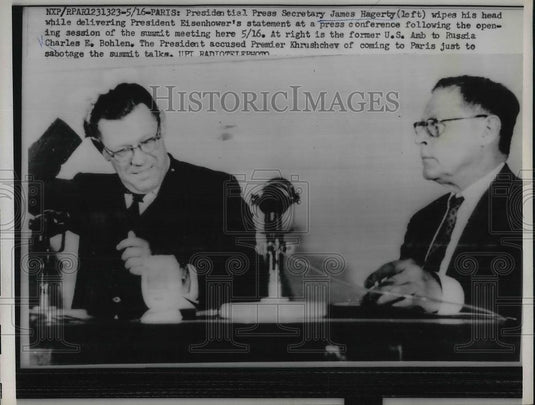 1960 Press Photo Presidential Press Secy. James Hagerty & Amb. Charles Bohlen - Historic Images