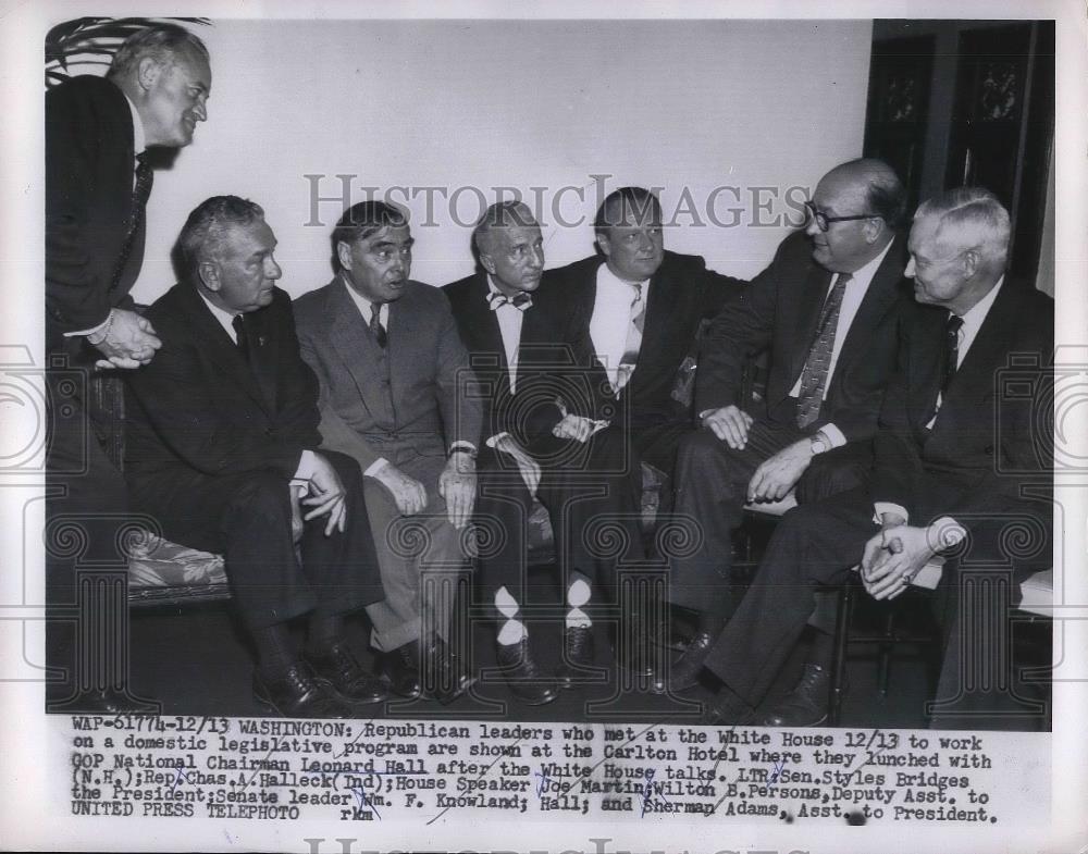 1954 Press Photo Republican leaders in D.C. L Hall,Sen Bridges,Rep C Halleck - Historic Images