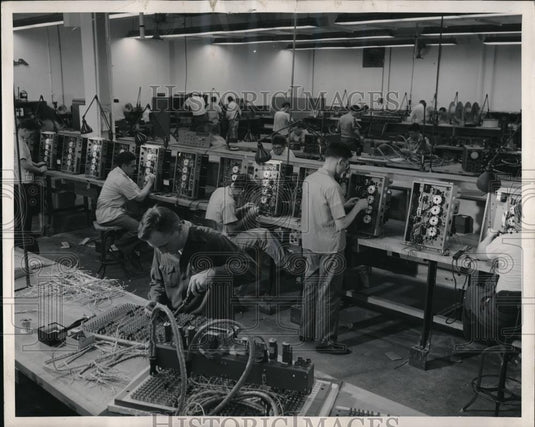 1955 Press Photo Akron, Ohio Goodyear Aviation products Division Div. - Historic Images